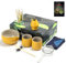 TEANAGOO Matcha Set Matcha Schneebesen Matcha Schale mit Ausgießer Schaufel Matcha Schneebesen Halter Teezubereitungsset. 1 Japanische Tee-Set (7pcs) + 2Cups(7.2oz),S18,Gelb,Farbe Box