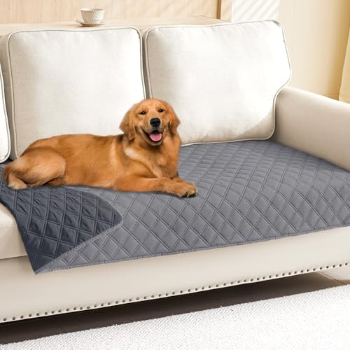 Smiry Waterproof Couch Covers for Dogs Washable, Reversible Pet Couch Covers for 3 Cushion Sofa Pet Friendly, Soft Sofa Furniture Protector for Dogs Cat Kids, Checkered (30x70, Grey/Dark Grey)