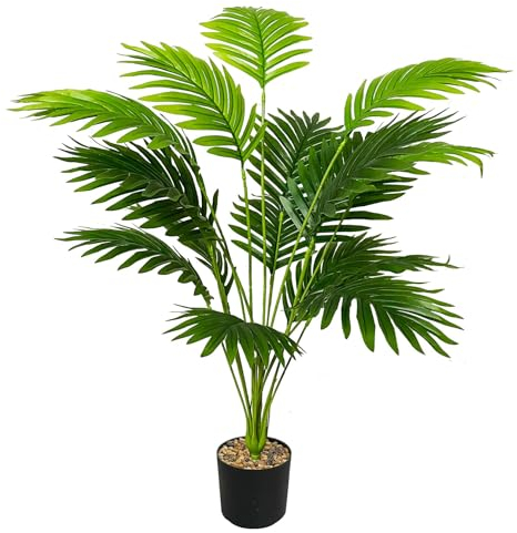 Zelihrdu Künstliche Areca Palme Kunstpalme Groß, Tropische Kunstpflanzen wie echt, Künstliche Pflanzen im Topf für Innen Außenbereich Haus Büro Garten Moderne Dekoration (80cm Grün)