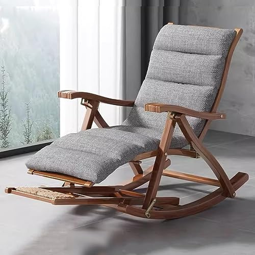 PSLYHTJ Upholstered Rocking Chair for Nursery, Wooden Rocking Chair Chair with Footrest,Folding Recliner Chair with Upholstered,Patio Rocking Chairs Chair Loungers Garden Chair