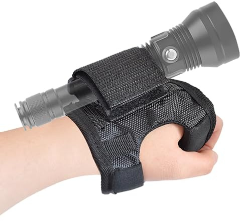 Uadme Porta Torcia Subacquea, Guanto Porta Torcia Sub, Supporto per Torcia Subacquea, per Immersioni Snorkeling Nuoto, Cinturino da Polso Regolabile, Nero