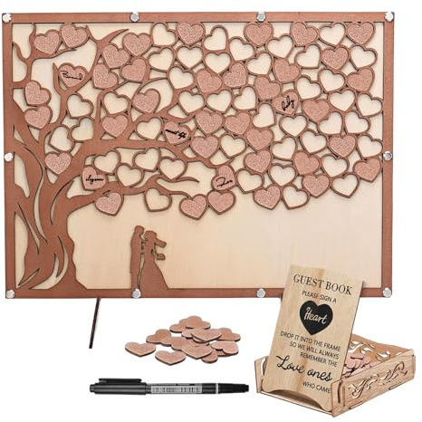 Libro Degli Ospiti Matrimonio,27 * 37CM Cornice Per Libro Degli Ospiti In legno Con Una Penna,Libro Degli Ospiti Di Nozze,Libro Degli Ospiti Per Matrimoni In Legno Per Matrimonio,Anniversario