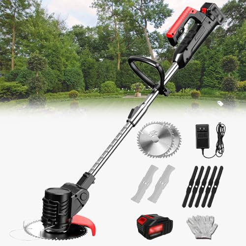 Qinhaixi Robot de césped eléctrico Robot rotativo cortacésped Weeder eléctrico Recargable para el hogar inalámbrico batidor de Litio de 24v, 24V/4.0AH