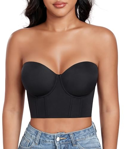 DotVol Soutien-gorge push-up sans bretelles pour femme - Sous-vêtement gainant avec armatures - Grande taille - Maintien fort