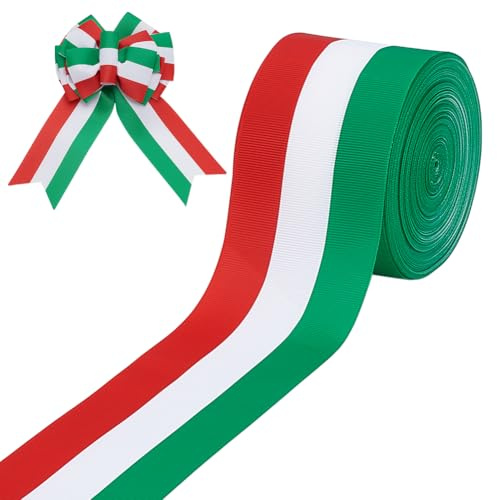 PH PandaHall 18.29m Nastro Bandiera Italiana Nastro a Righe Rosso Bianco Verde, 64mm Nastri di Grosgrain in Poliestere a Doppia Faccia per Decorazioni Feste Nazionali Artigianato Fai Da Te
