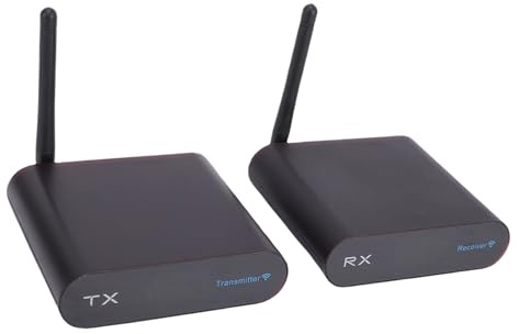 Plyisty Émetteur AV sans Fil, 8 Canaux, Portée 300 M, Récepteur Vidéo sans Fil 2,4 GHz et émetteur avec Affichage Numérique Anti-interférence au Format PAL NTSC (Prise UE)