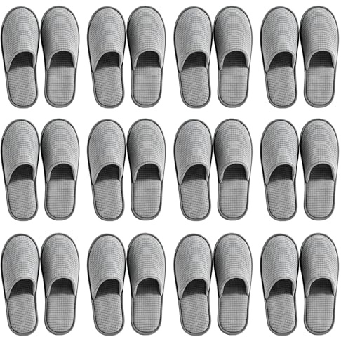 Waufoae Lot de 12 Paires de Pantoufles D'hôtel, Pantoufles D'invités, Chaussons D'hôtel, Pantoufles de Spa, Pantoufles Jetables de 7 mm, pour utilisation intérieure et extérieure, pointures 38 à 44