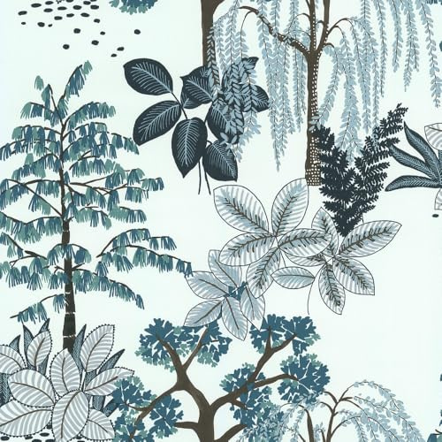 LUTECE Papier Peint Jardin Zen Japonais | Bleu, Blanc | Vinyle sur Intissé | 11191301 | Chambre, Salon, Couloir, Séjour