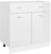 Tidyard Küchenschrank mit Schublade und 2 Regalböden Küche Schrank Küchenzeile Küchenmöbel Küchenunterschrank Unterschrank Spanplatte, Hochglanz-Weiß 80 x 46 x 81,5 cm