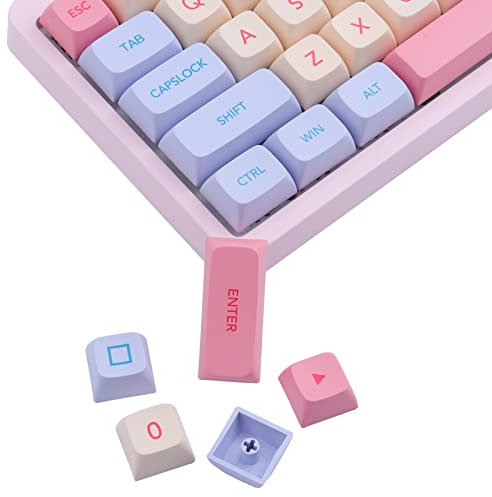 JakeTsai PBT Keycaps,XDA-Profil 132 Tasten Farbsublimations-Keycap Marshmallow Thema Keycaps ASIN-Layout Kompatibel MX-Schalter Mechanische Tastatur