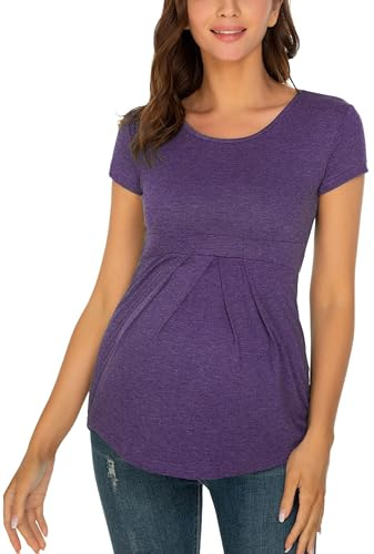 Love2Mi Maglietta Premaman da Donna, per Gravidanza, a Maniche Corte, T-Shirt Premaman, L