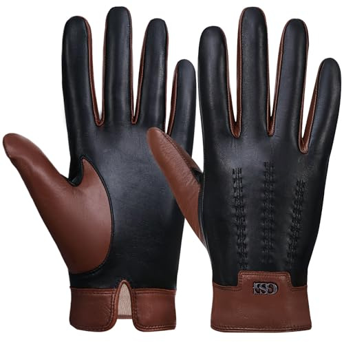 GSG SINCE 1998 – Gants en Cuir pour Homme à Écran Tactile, en Peau de Mouton Doublés de Cachemire, Chauds et Élégants, Idéal comme Cadeau pour Hiver Cognac M