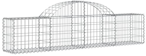 vidaXL Panier de Gabions Arqué Cage à Gabion Mur de Gabion Panier à Pierre Gabion pour Pierre Jardin Patio Extérieur 200x30x40/60 cm Fer Galvanisé