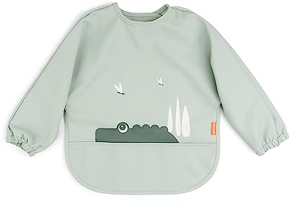 Done by Deer Babero con bolsillo y mangas Croco Verde