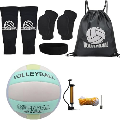 Aikelai Pelota de Voleibol,Balones de Voleibol para Exterior,Voleibol Accesorios Incluye Rodilleras Voleibol,Manguitos Voleibol,Cinta Pelo Deporte,Mochila Cuerdas (Adolescentes)