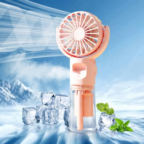 mebiusyhc Mini Handheld Fan, Humidifier Mist Portable Handheld Fan, 4 Adjustable Speed Rechargeable USB Fan for Girls Women Kids Outdoor Travelling or Indoor Office Home Humidifier