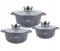Topfset Induktion 6-Teilig mit Glasdeckel | Kochtopf Set 3 Töpfen aus Aluminiumguss | 3x Kochtöpfe Ø20, 24, 28 cm | PFOA & PFOS-freie | Antihaftbeschichtung aus Schwarzem Granit | ZILNER 7088