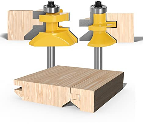 2 pièces/ensemble de mèches de toupie à languette et rainure, tige de 8mm, jeu de mèches de toupie à 120 degrés, fraises à bois en alliage de tungstène, fraise à bois