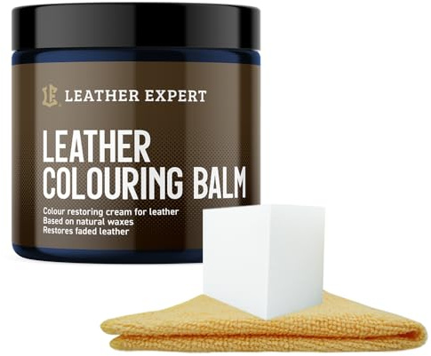 Leather Expert Leder Reparatur Set 250ml – Leder Balsam Farbauffrischer Dunkelblau - Lederpflege Auto - Ledersofa Pflegemittel - für Naturleder, Verblasstes und Leicht Abgenutztes
