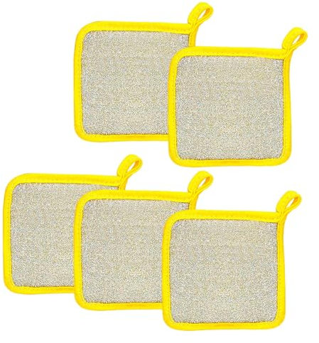 5 panni per lavare i piatti, panni per la pulizia della cucina, spugna per lavare i piatti, multiuso a lunga durata, ecologici, con impugnatura comoda, facili da lavare, per stoviglie e interni