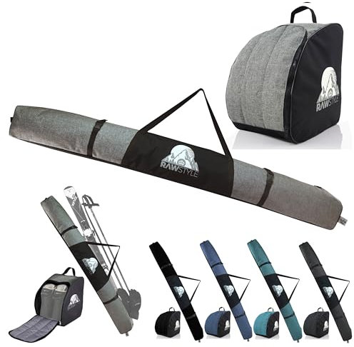 Rawstyle Skitasche Ski-Schuh-Tasche Kombi-Set SKI-Tasche wasserdicht Ski Bag Ski Cover Wintersport 160cm 180cm Modell 3 (meliert grau, 160cm)