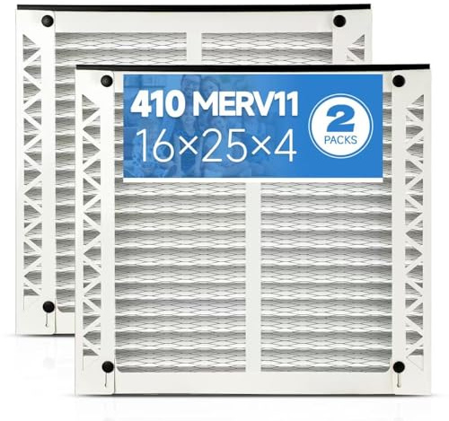 16x25x4 (faktisk storlek: 15,4 tum x 27,5 tum x 3,6 tum) MERV 11 luftfilter (2-pack), 410 ersättningsfilter luftkonditionering HVAC ugnsfilter