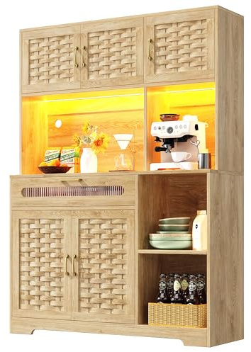 Armadio alto per soggiorno (120 x 40 x 180 cm), armadio da cucina, sala da pranzo con cassetti, ante in tessuto MDF, armadi con illuminazione a LED, vetrina per cucina, soggiorno, sala da pranzo, bar