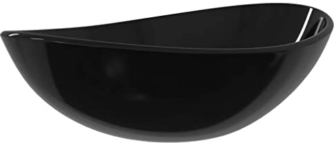 Vasque à Poser, Lavabo à Poser en Verre Lave Main Salle de Bain Verre trempé 54,5x35x15,5 cm Noir