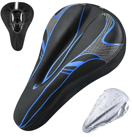 auvstar Vélo Selle Housse,Housse de Siège de Vélo en Gel,Silicone Coussin de Selle pour Vélo,Fait de Silicone et Éponge,Respirant,pour VTT de Montagne,Route,pour Hommes et Femmes (Bleu 02)
