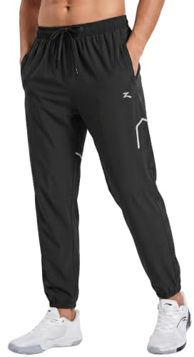 frueo 1 Pack Jogging for Men Running Tracksuit Bottoms C9100 B L Black