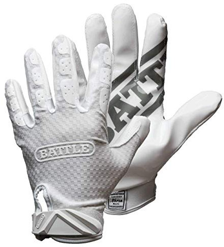 Battle Triple Threat - Guantes de fútbol con receptor ancho, agarre ultra adherente, ajuste de compresión (se ajusta bien, elige una talla más grande si está entre tallas), guantes de fútbol para
