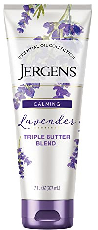 Jergens Lavender Body Butter Hand and Body Lotion, Moisturizer for Women, with Essential Oils for Indulgent Moisturization, 7 Oz