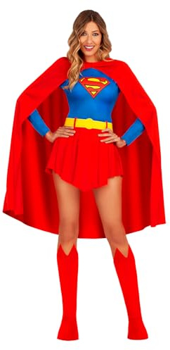 Funidelia Disfraz Oficial de Supergirl para mujer, Incluye vestido y capa, cinturón y cubrebotas, Superhéroes - Traje para adultos para fiestas, Carnaval y Halloween - Talla M