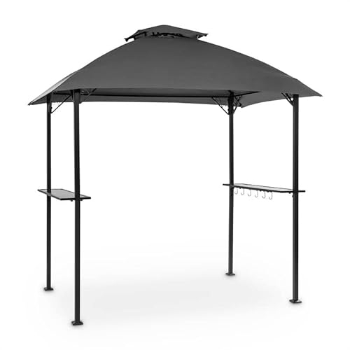 blumfeldt Steakhouse al sur Pavillon Toit de Barbecue: 244x260x152cm (LxHxP), Toit de Protection Contre la Pluie et Le Soleil: Polyester 160g Hydrofuge/Pare-Flamme, Cadre: 4x4cm Acier, Gris foncé