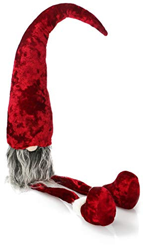com-four® Sgabello con bordo premium - grandi gnomi in XXL per decorazioni natalizie, figura invernale fatta a mano come oggetto decorativo per davanzali e caminetti - figure da collezione