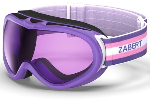 ZABERT Skibrille Kinder, Snowboardbrille für Kinder Mädchen Jugendliche Alter 5 6 7 8 9 10 11 12 13 14 15 Jahre, Skibrillen mit Brillenträger OTG Lila