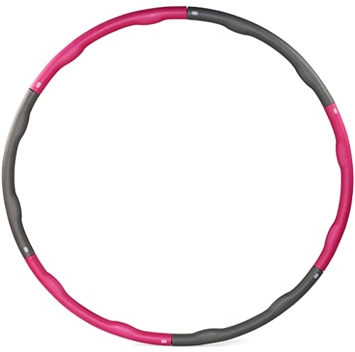 Sporttrend 24® Gymnastikreifen 1,2 kg, 1,5 kg, 1,8 kg | Gewichtsreifen, Bauchmuskeltraining, Fitness, Abnehmbare Segmente (Grau-Pink, 1,2 kg)