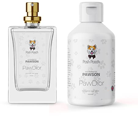 Designer Perfume & Shampoo Set For Dogs and Puppies Luxury Fragranced Wash & Cologne Long Lasting Scent Ph Balanced For Puppies and Dogs - Scented Luxury Pet Safe Cruelty Free (PawDior Pawson)