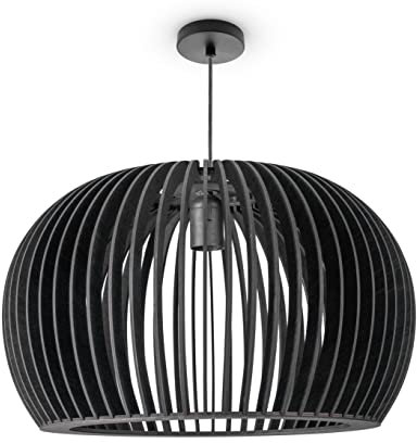 Paco Home Pendellampe Holz Pendelleuchte Boho Style Wohnzimmerlampe Esstischlampe Natur Vintage E27 Rattan Optik, Lampenart:Pendelleuchte - Typ 2, Farbe:Schwarz (Ø45 cm)