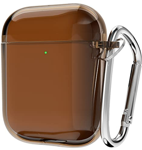 Svanove Airpods Case, Clear (1st/2nd) Transparent Silicone Cover Accessories, Soft TPU Rubber Case for Women, Brown