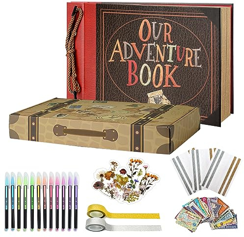 Vienrose Our Adventure Book Up Scrapbook Photo Album, Valentine's Day Gifts for Couples, Hard Cover Embossed DIY Memory Travel Journal Scrap Book for Anniversary Wedding Boyfriend Girlfriend, 40 Pages