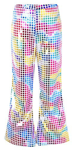 HULIJA Mädchen Glänzenden Tanzhose Schlaghose Sweatpants Lange Hose Sporthose Trainingleggings Balletthose Fasching Kostüm Tanzkleidung Bunt 134-140