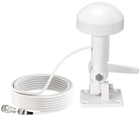 Bingfu Antena GPS Marina Barco Externa de Navegación GPS Antena con Cable de 5 m con Soporte Compatible con Barco Sistema de Navegación GPS Marino Unidad Módem Receptor Transductor Explorador Sonda
