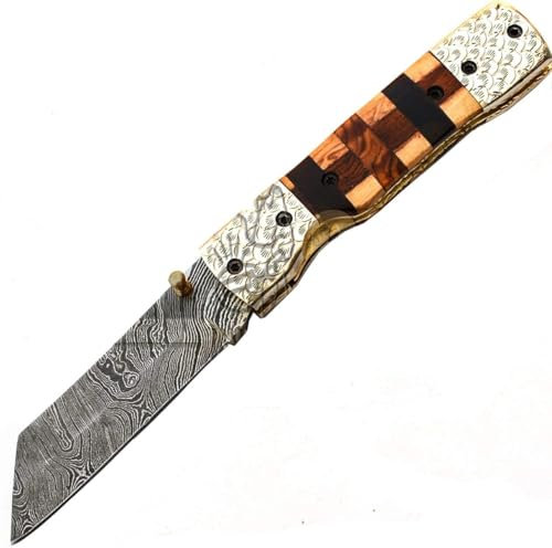 PAL 2000 KNIVES Couteau Pliant - Damas Acier Couteau de Poche Fait Main CHA-9606