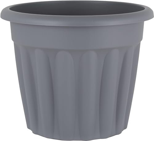JMS we create smile 50cm Large Plastic Planter - 42L Litre Lightweight & Weather Resistant | Durable Design Gardening Tub Decorative Flower Pot Plant Herb Suitable for Indoor or Outdoor Use (Grey)