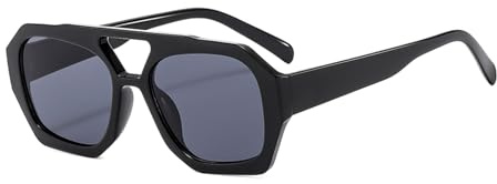 YAMEIZE 70s Retro Double Bridge Pilot - Gafas de Sol para Mujeres Hombres - Gafas de Sol Hexagonales Clásicas Gafas Cuadradas de Conducción