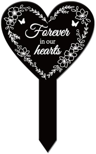 GLOBLELAND Estaca de jardín con forma de corazón con forma de mariposa, para cementerio, acrílico, estaca de tumba, impermeable, para jardín, tumba, patio, tumba, cementerio