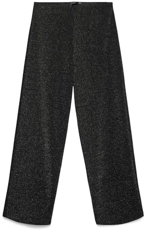 Vero Moda Vmberlin MW Pantalon Large à Paillettes Noos, Noir, L / 32L