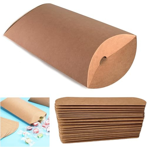 Smaoqingji Scatoline Portaconfetti Scatole Regalo - 20 Pezzi, Cuscino Vintage Kraft Bag Favour Boxes, Sacchetti Carta Scatolina Scatola Piccola, per Matrimonio, Banchetto, di Caramelle