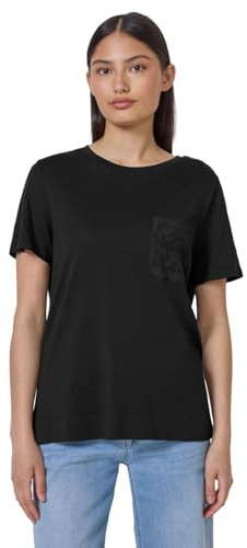 Street One Studio dam-t-shirt med bröstficka, svart, 40